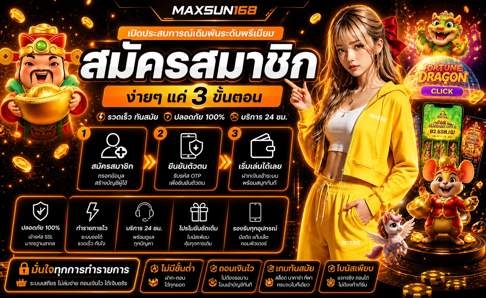 ขั้นตอนสมัครสมาชิก MAXSUN168 สามขั้นตอน